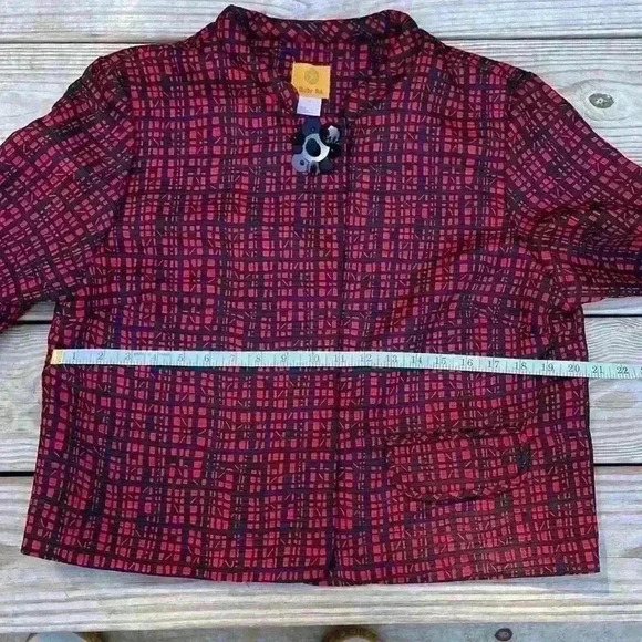 Ruby Rd. Women’s red black blazer with 1 embellished button closure 2 pockets - Picture 6 of 9